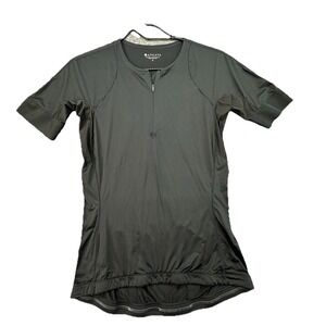 Athleta Black Short Sleeve Cycling Top S Zip Athletic Back Pockets